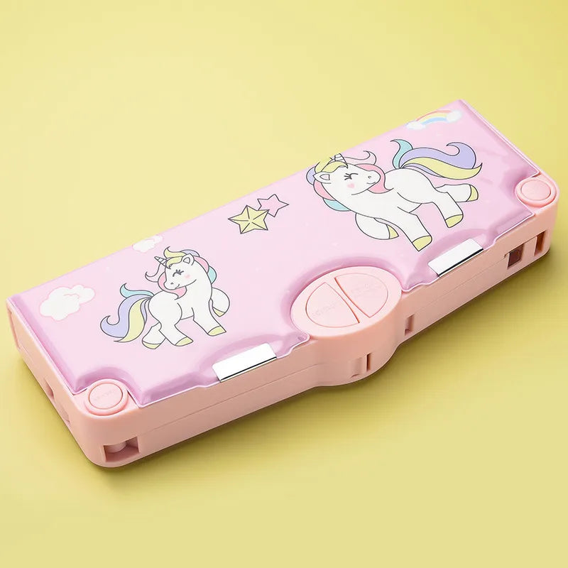 Large Capacity Double Layer Children's Pencil Case Cute New Plastic Stationery Box For Boys Girls School Office Supplies