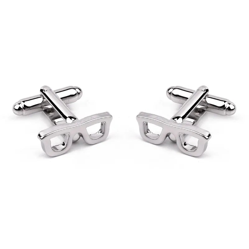 fashion geometry pattern six-pointed star leaves glasses music symbol bat bird wolf head titanium steel shirt cufflinks