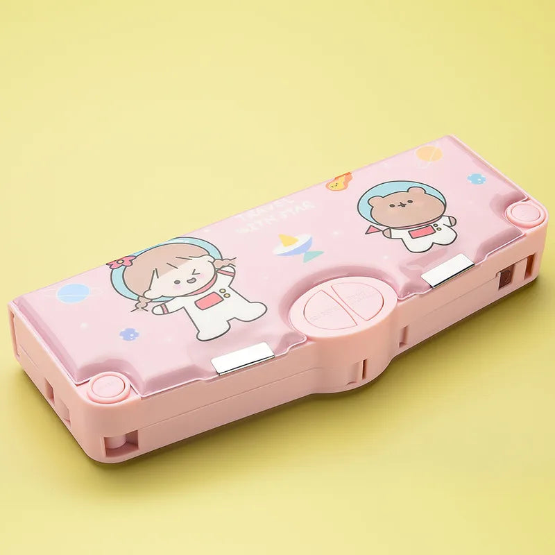 Large Capacity Double Layer Children's Pencil Case Cute New Plastic Stationery Box For Boys Girls School Office Supplies