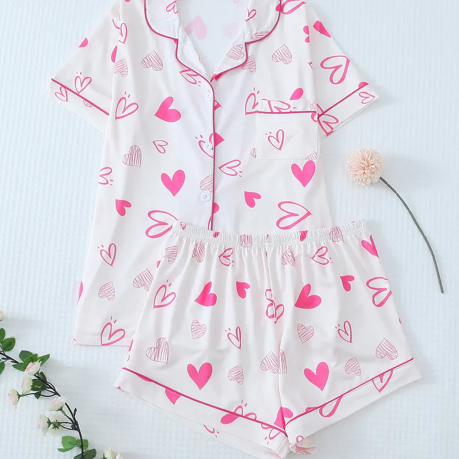 Holiday Daily Women's Vacation Simple Style Bow Knot Polyester Milk Fiber Shorts Sets Pajama Sets