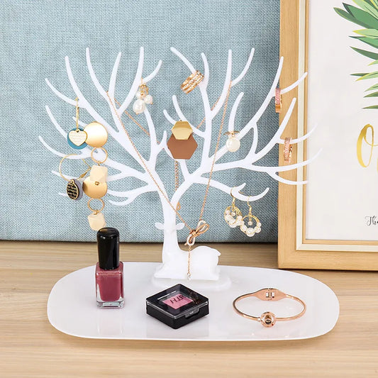Deer Antler Jewelry Display Stand Earring Bracelet Holder Desktop Organizer Artistic Style Plastic Jewelry Tray For Try-On