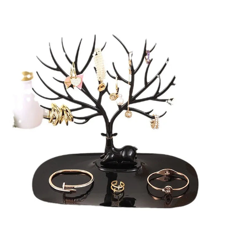 Deer Antler Jewelry Display Stand Earring Bracelet Holder Desktop Organizer Artistic Style Plastic Jewelry Tray For Try-On