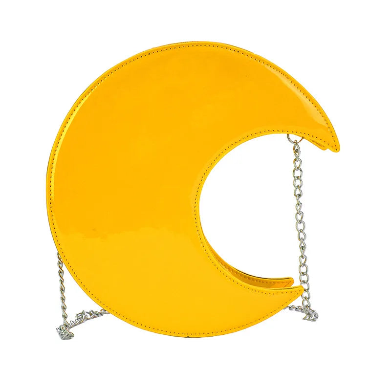 Fashionable Moon Shaped Mini PU Leather Bag Women's Underarm Bag With Chain Strap Stylish Circular Bags For Ladies