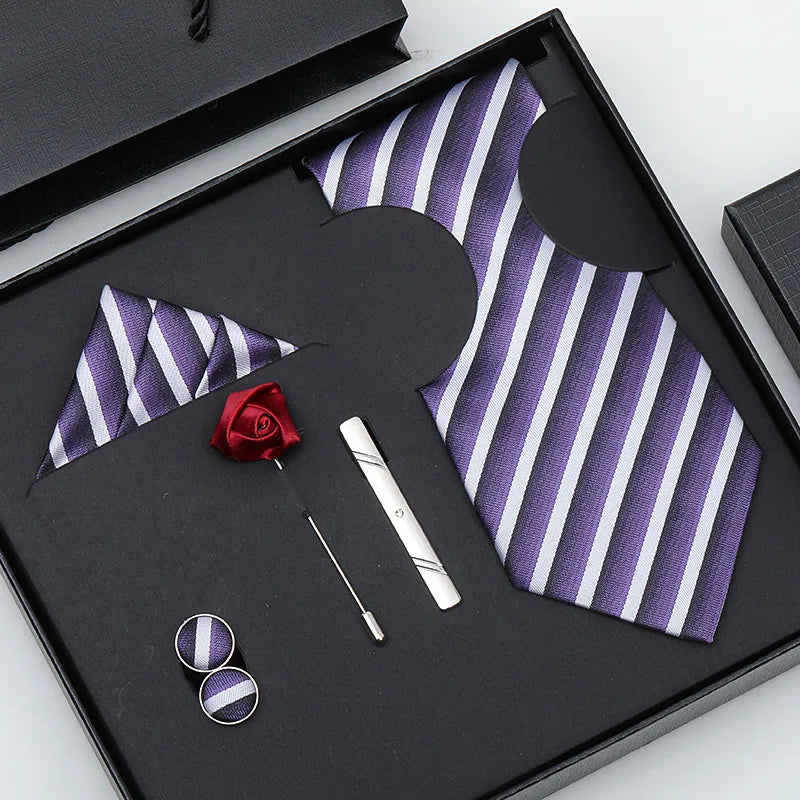 business stripe arrow solid color polyester yarn men's tie