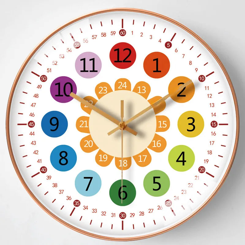 [10 inch 25cm] clock wall clock living room creative Net Red early education learning clock home mute quartz clock