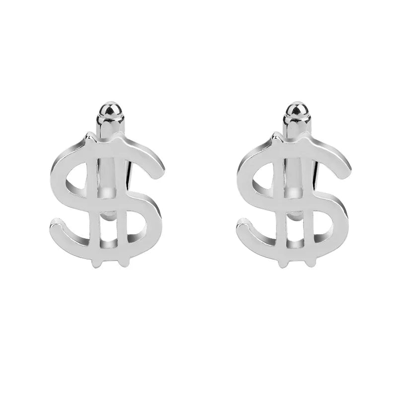 fashion geometry pattern six-pointed star leaves glasses music symbol bat bird wolf head titanium steel shirt cufflinks