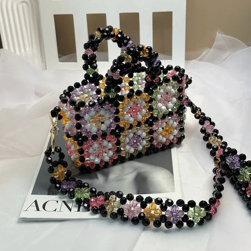 Women's Small Arylic Flower Streetwear Square Open Crossbody Bag