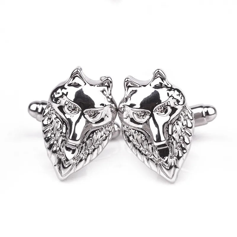 fashion geometry pattern six-pointed star leaves glasses music symbol bat bird wolf head titanium steel shirt cufflinks