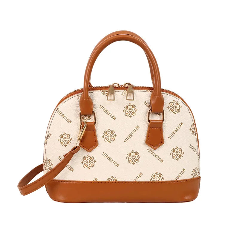 Women's PU Printing Elegant Vintage Style Shell Zipper Handbag Crossbody Bag