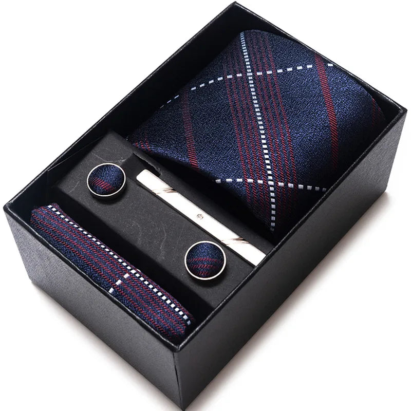 simple style geometric solid color polyester yarn men's cufflinks lavalier tie
