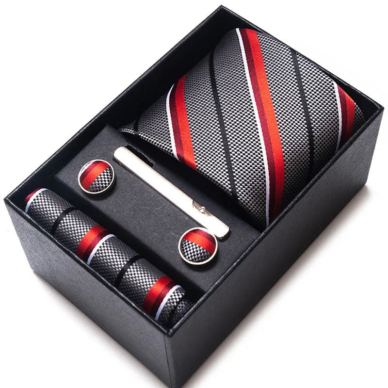 simple style geometric solid color polyester yarn men's cufflinks lavalier tie