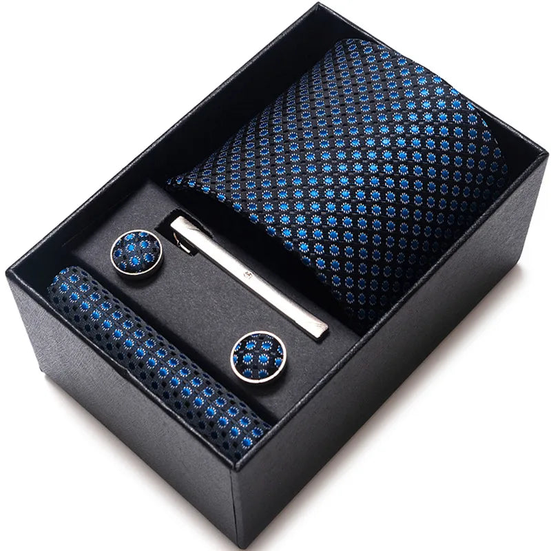 simple style geometric solid color polyester yarn men's cufflinks lavalier tie