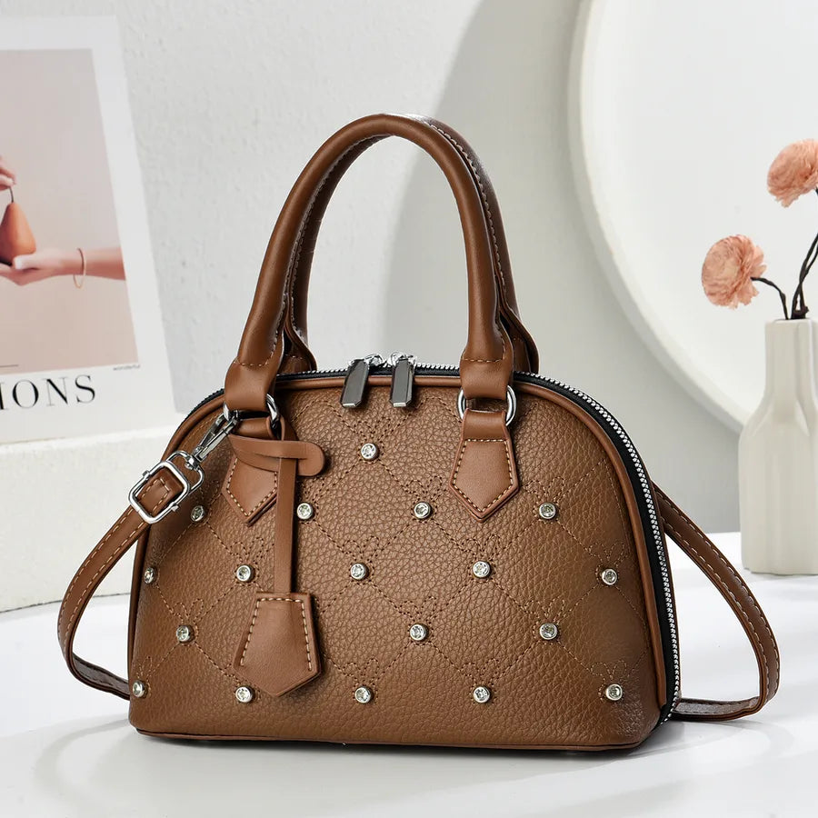 Vintage Embroidered Square Bag Women's Handbag Fashionable Diamond Pattern High Quality Texture Urban Minimalist Style Tote Bag