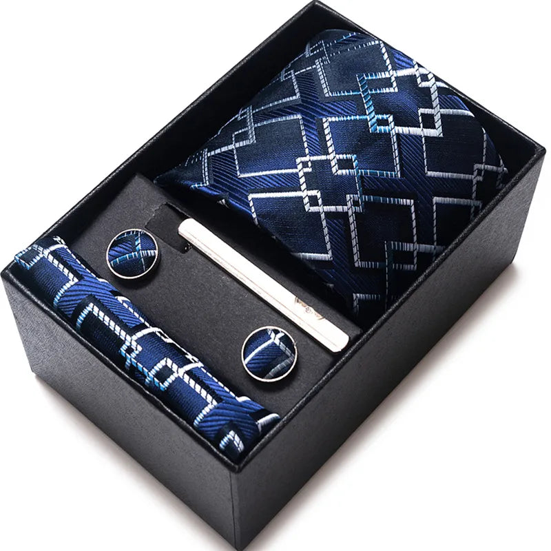 simple style geometric solid color polyester yarn men's cufflinks lavalier tie