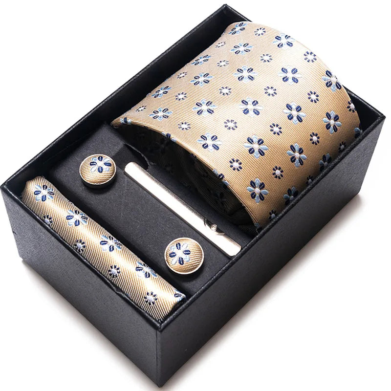 simple style geometric solid color polyester yarn men's cufflinks lavalier tie