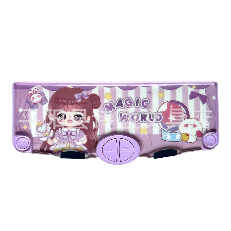 Large Capacity Double Layer Children's Pencil Case Cute New Plastic Stationery Box For Boys Girls School Office Supplies