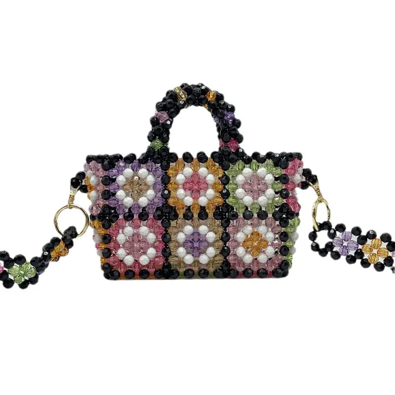 Women's Small Arylic Flower Streetwear Square Open Crossbody Bag