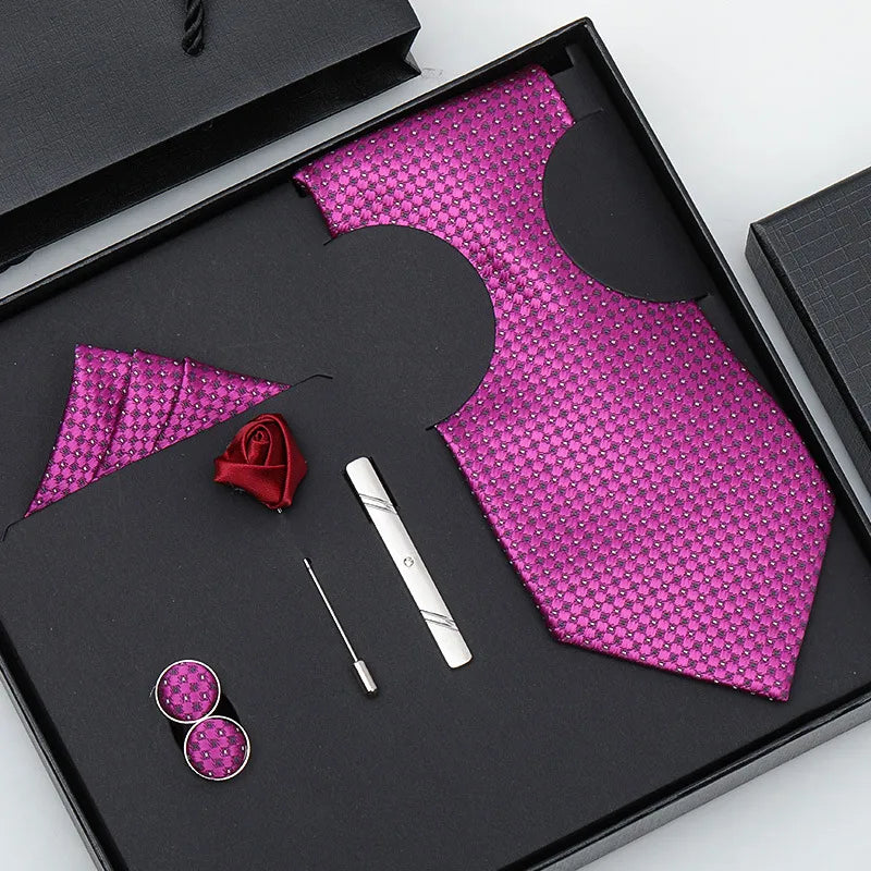 business stripe arrow solid color polyester yarn men's tie