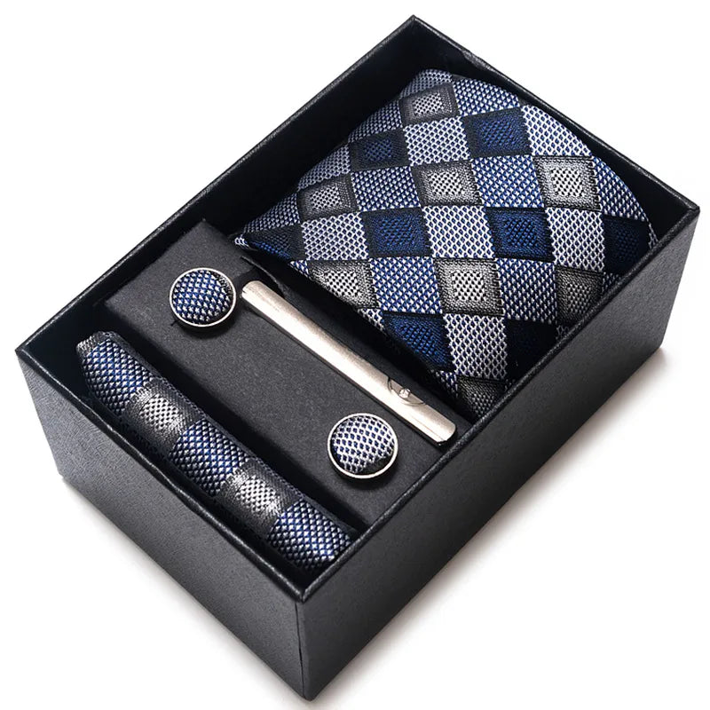 simple style geometric solid color polyester yarn men's cufflinks lavalier tie