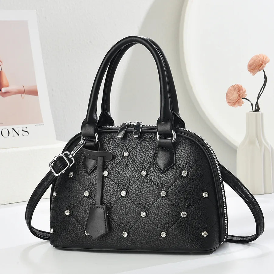 Vintage Embroidered Square Bag Women's Handbag Fashionable Diamond Pattern High Quality Texture Urban Minimalist Style Tote Bag