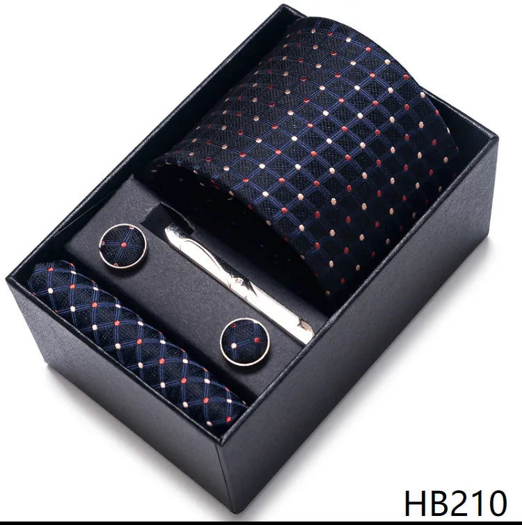simple style geometric solid color polyester yarn men's cufflinks lavalier tie