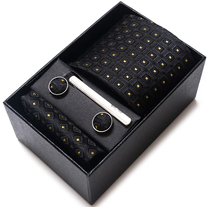 simple style geometric solid color polyester yarn men's cufflinks lavalier tie