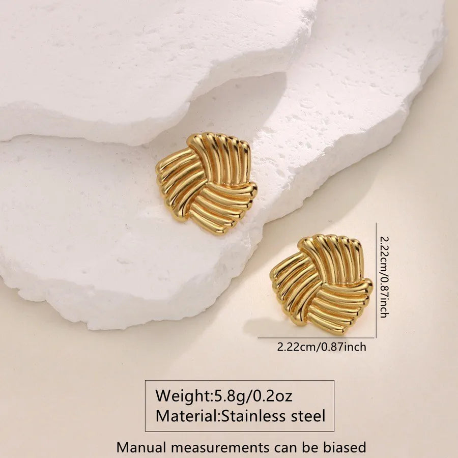 1 Pair Casual Vacation Sweet Irregular Stripe Bow Knot Hollow Out 304 Stainless Steel Imitation Gold  Ear Studs