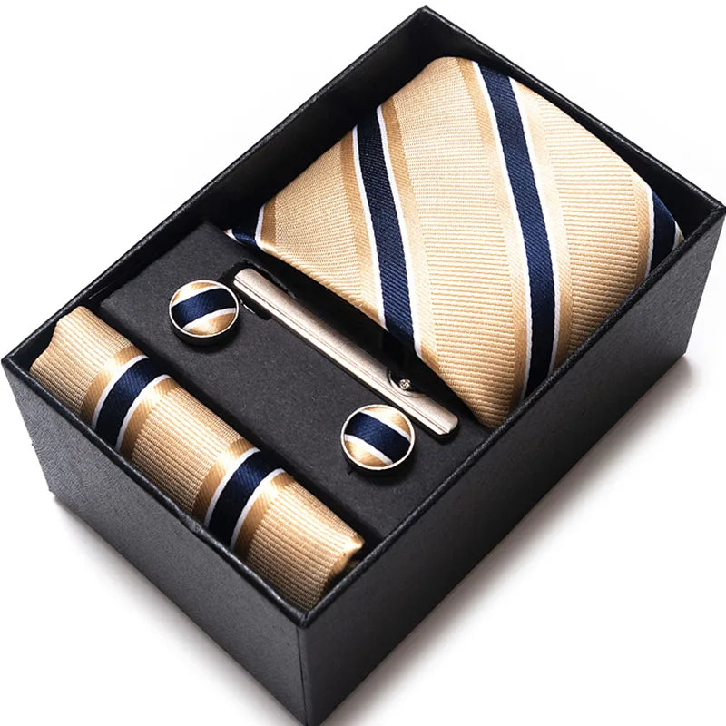 simple style geometric solid color polyester yarn men's cufflinks lavalier tie