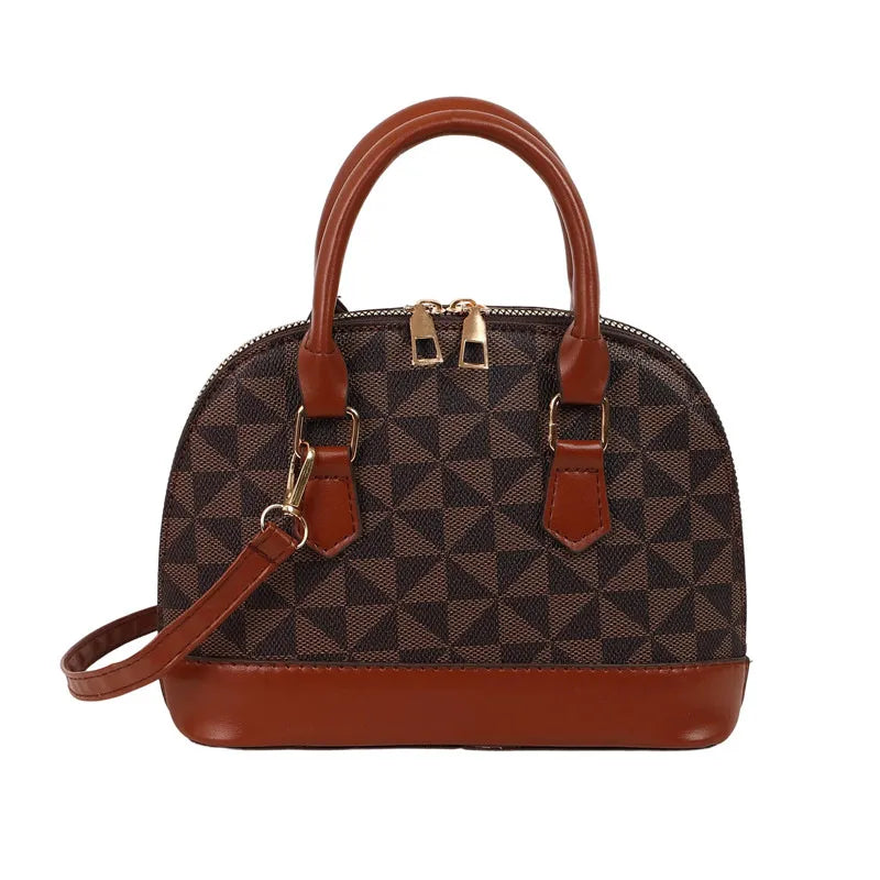 Women's PU Printing Elegant Vintage Style Shell Zipper Handbag Crossbody Bag