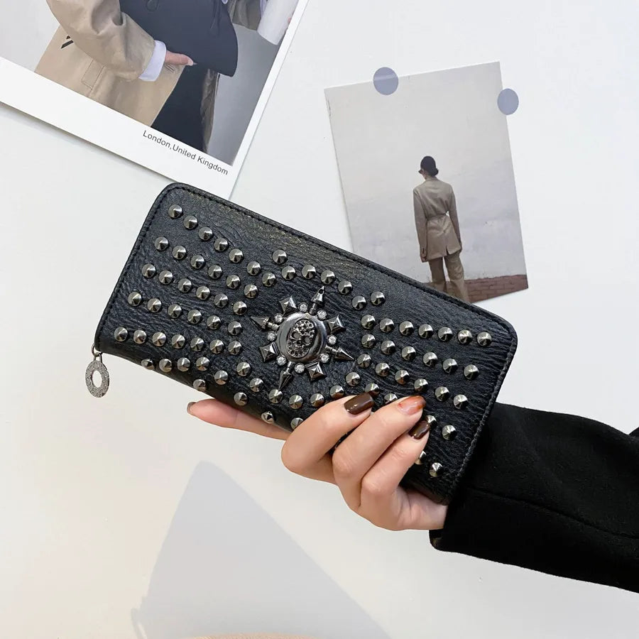 women's solid color pu leather zipper wallets