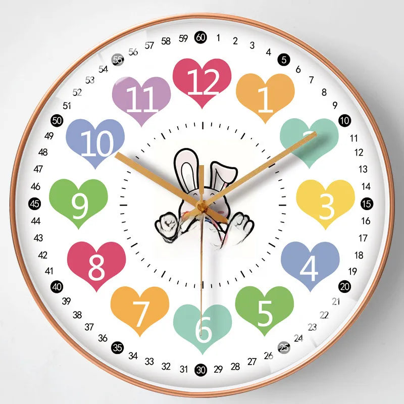 [10 inch 25cm] clock wall clock living room creative Net Red early education learning clock home mute quartz clock