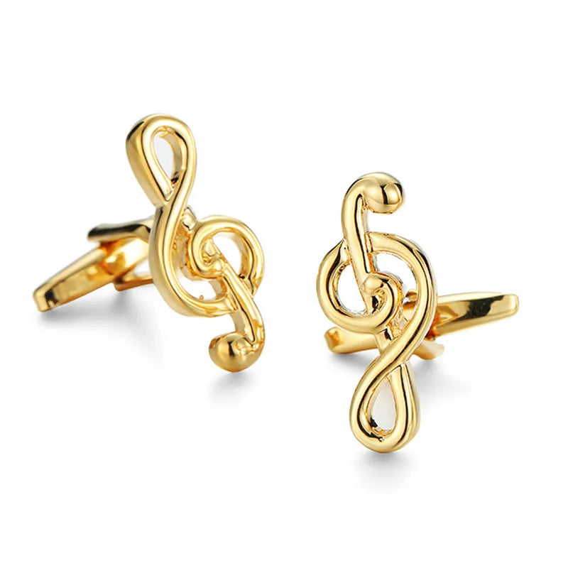 Elegant Formal Musical Instrument Geometric Copper Plating Unisex Cufflinks