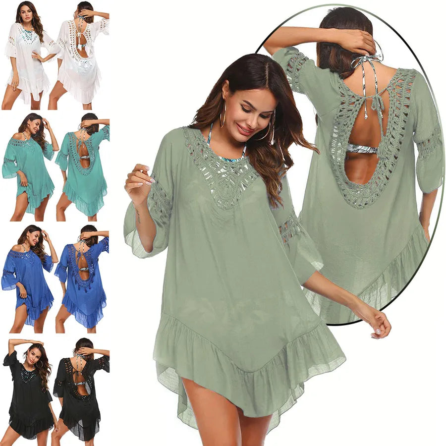 Women's Solid Color Vacation Cover Ups