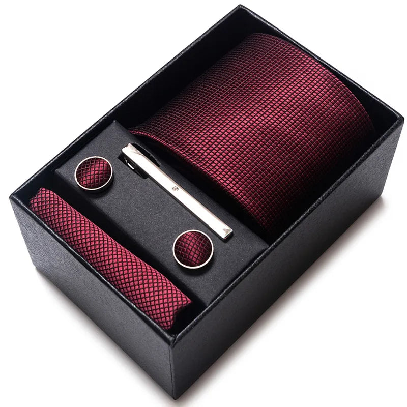 simple style geometric solid color polyester yarn men's cufflinks lavalier tie
