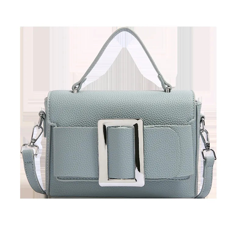 Women's PU Solid Color Basic Classic Style Square Magnetic Buckle Square Bag