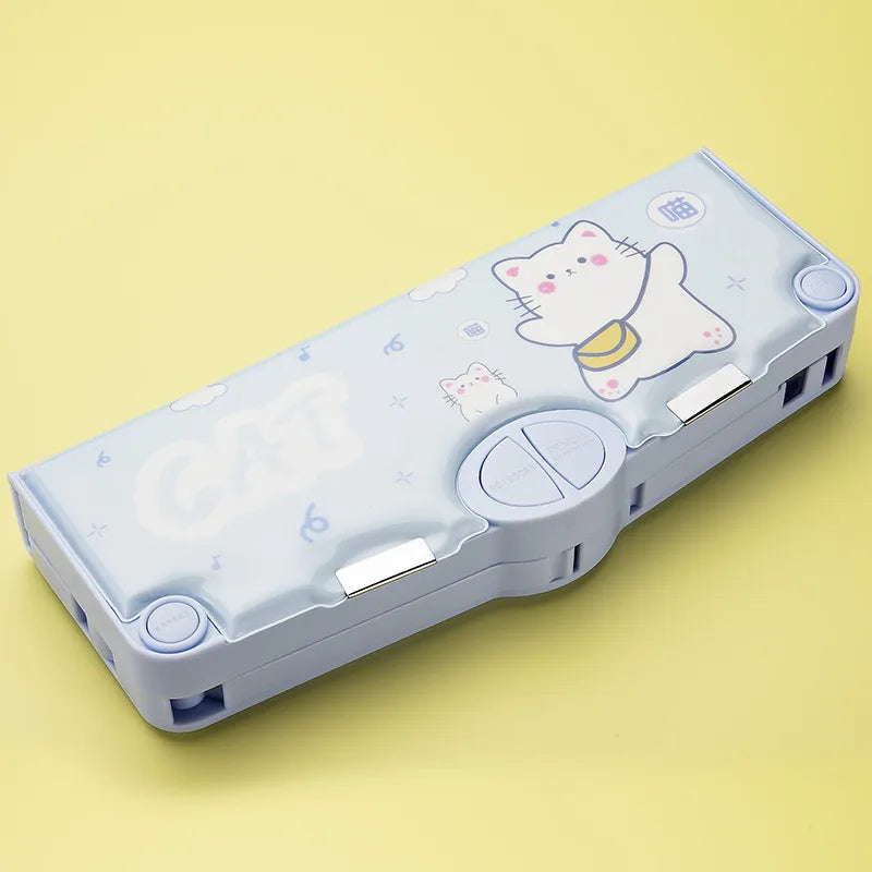 Large Capacity Double Layer Children's Pencil Case Cute New Plastic Stationery Box For Boys Girls School Office Supplies