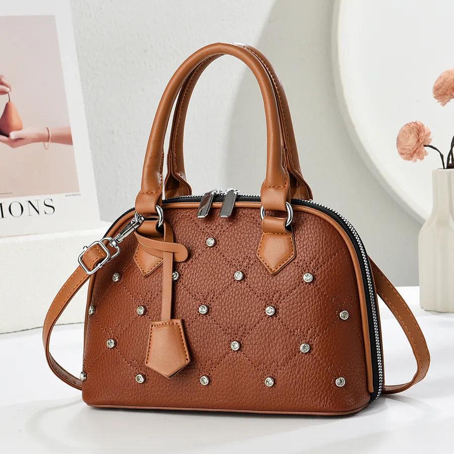 Vintage Embroidered Square Bag Women's Handbag Fashionable Diamond Pattern High Quality Texture Urban Minimalist Style Tote Bag