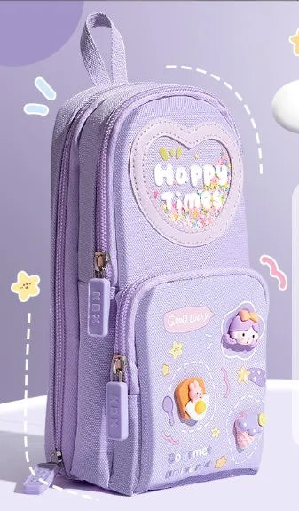 color block cloth learning school princess cute pencil case