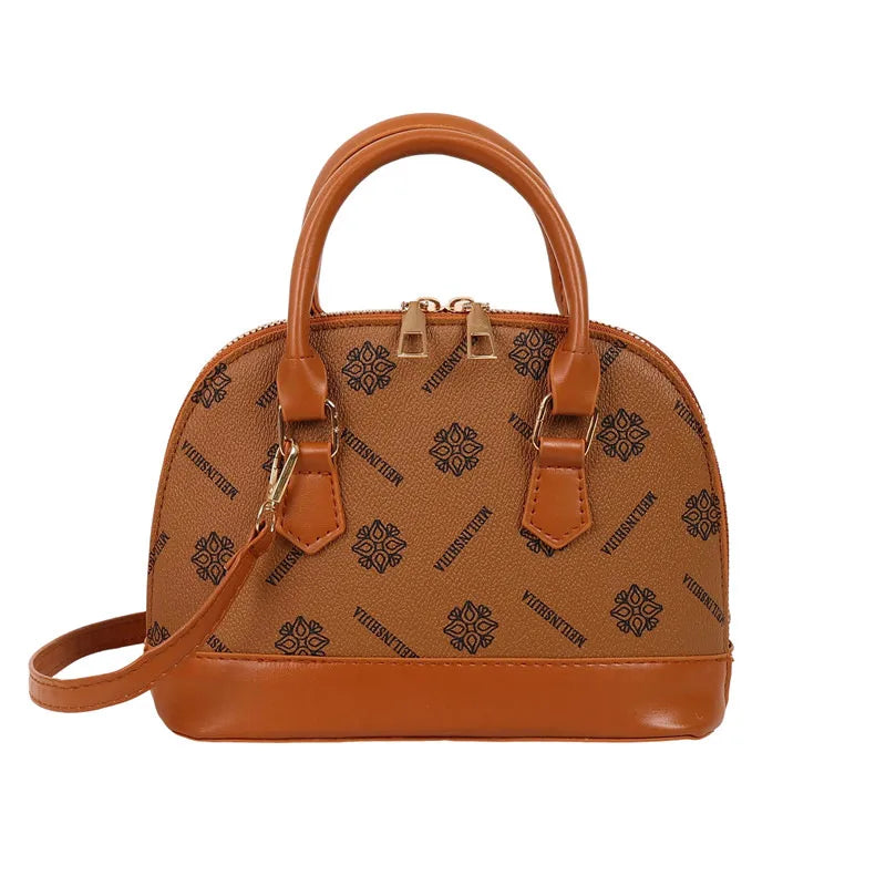 Women's PU Printing Elegant Vintage Style Shell Zipper Handbag Crossbody Bag