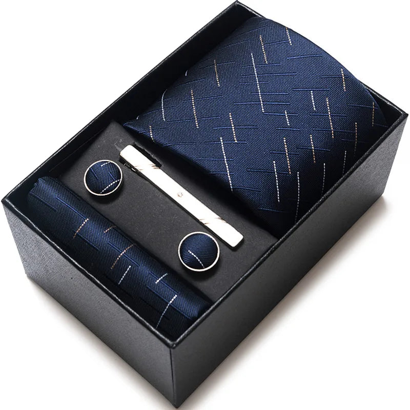 simple style geometric solid color polyester yarn men's cufflinks lavalier tie