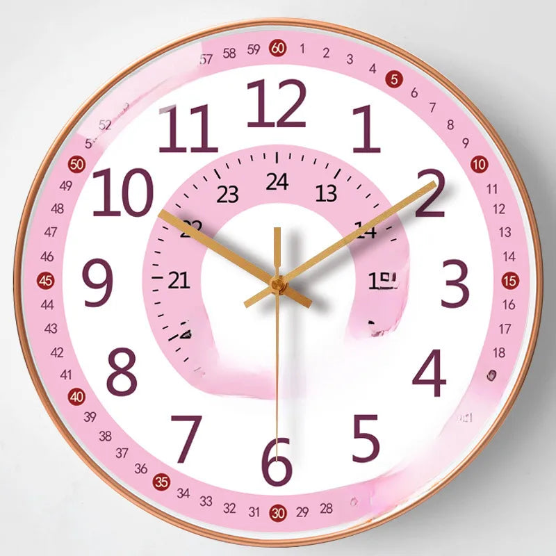 [10 inch 25cm] clock wall clock living room creative Net Red early education learning clock home mute quartz clock