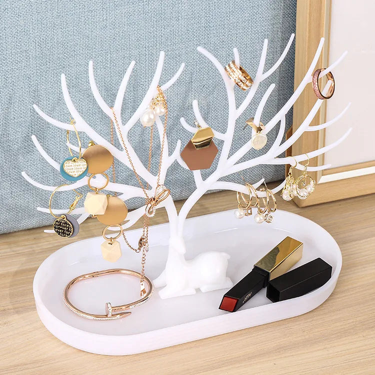 Deer Antler Jewelry Display Stand Earring Bracelet Holder Desktop Organizer Artistic Style Plastic Jewelry Tray For Try-On