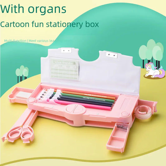 Large Capacity Double Layer Children's Pencil Case Cute New Plastic Stationery Box For Boys Girls School Office Supplies
