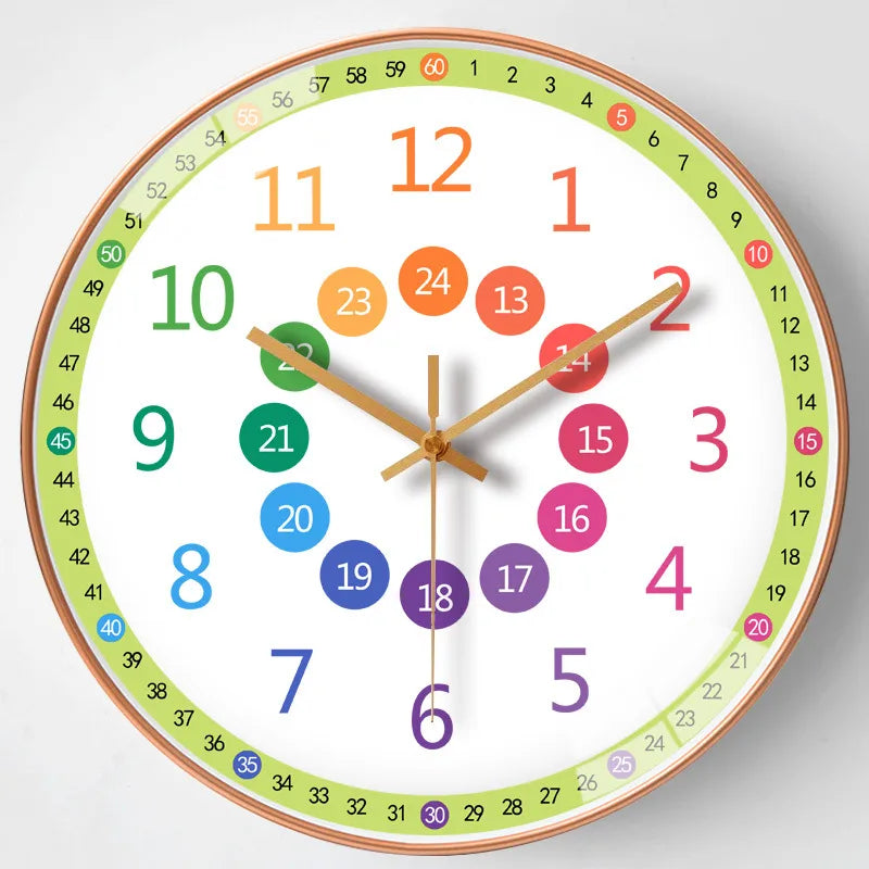[10 inch 25cm] clock wall clock living room creative Net Red early education learning clock home mute quartz clock