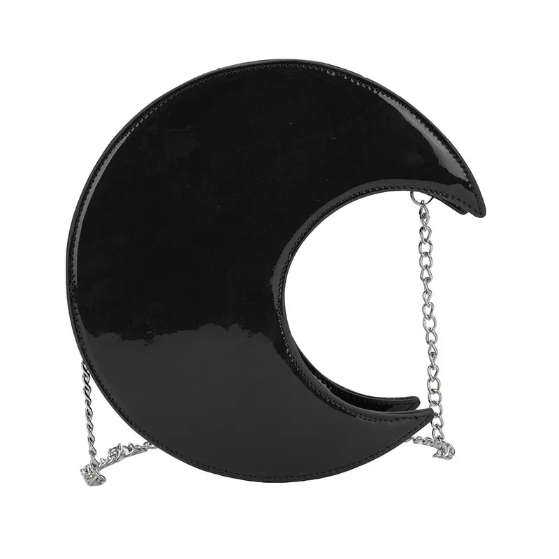 Fashionable Moon Shaped Mini PU Leather Bag Women's Underarm Bag With Chain Strap Stylish Circular Bags For Ladies