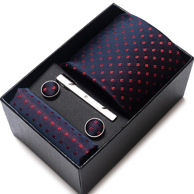 simple style geometric solid color polyester yarn men's cufflinks lavalier tie