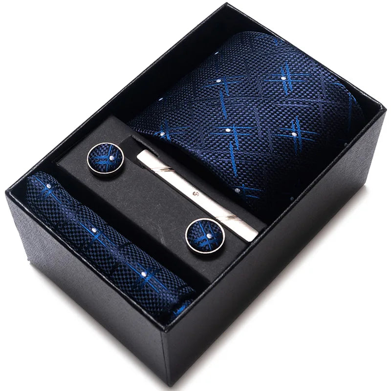 simple style geometric solid color polyester yarn men's cufflinks lavalier tie
