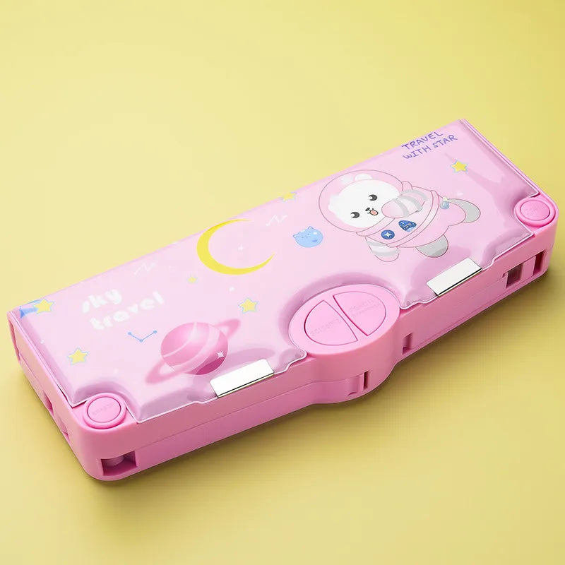 Large Capacity Double Layer Children's Pencil Case Cute New Plastic Stationery Box For Boys Girls School Office Supplies