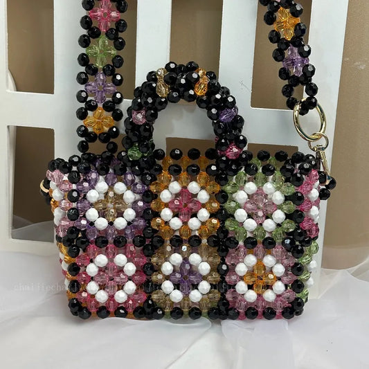 Women's Small Arylic Flower Streetwear Square Open Crossbody Bag