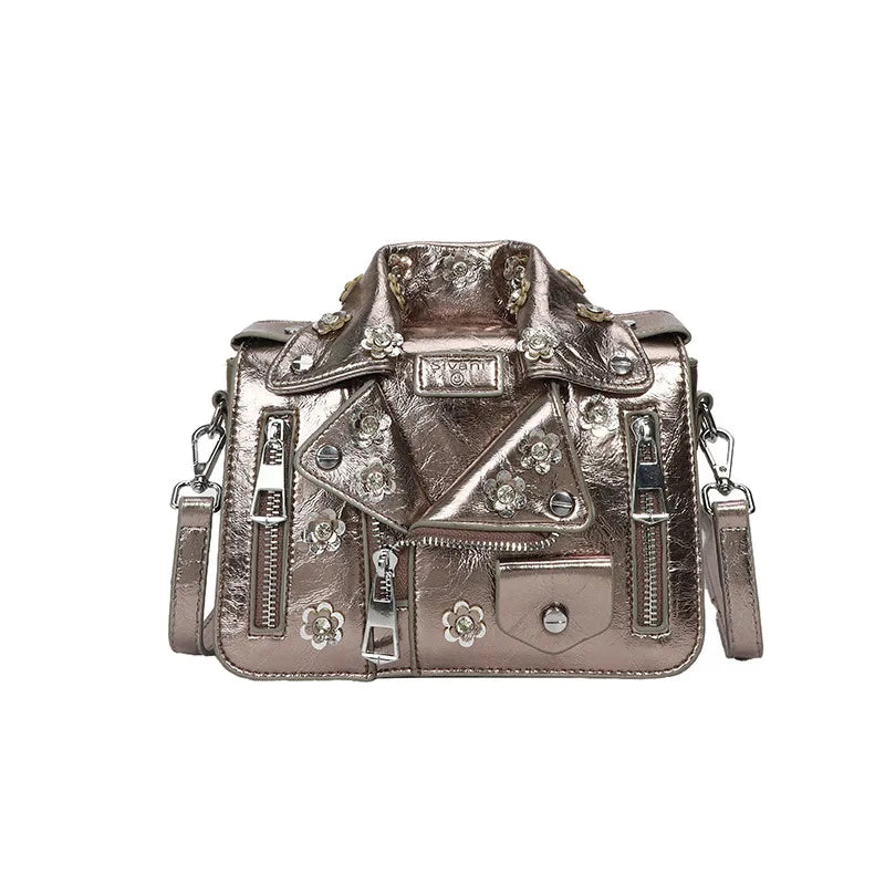 Women's Medium Pu Leather Clothes Streetwear  Square Zipper Crossbody Bag